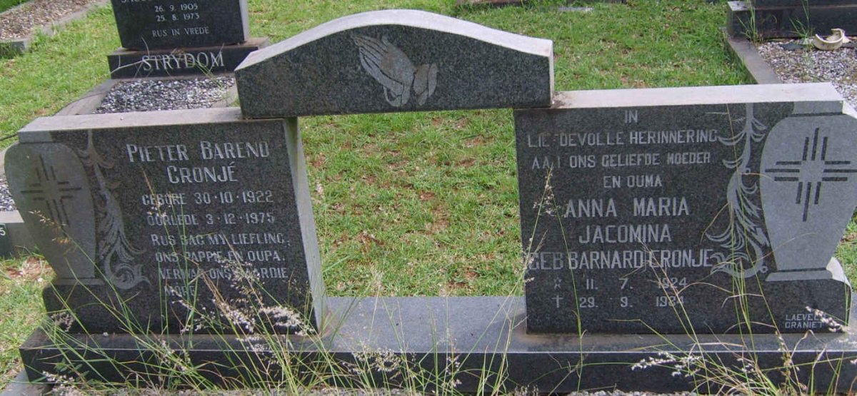 CRONJÉ Pieter Barend 1922-1975 &amp; Anna Maria Jacomina BARNARD 1924-1984