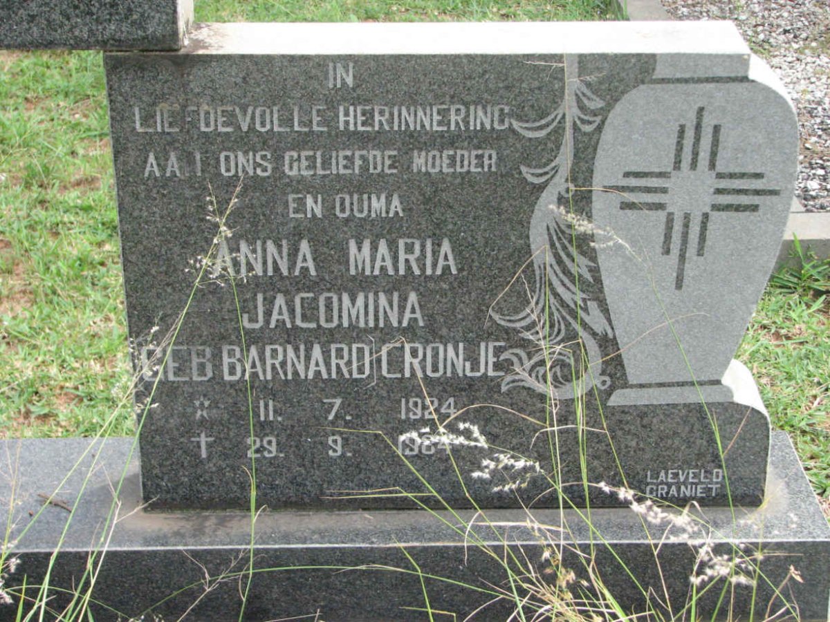 CRONJE Anna Maria Jacomina nee BARNARD 1924-1984