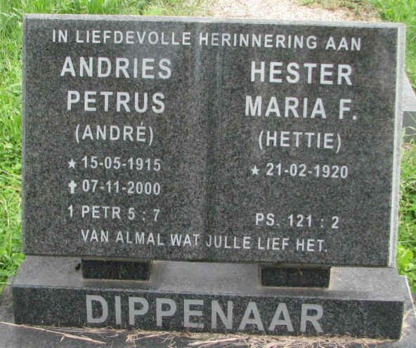 DIPPENAAR Andries Petrus 1915-2000 &amp; Hester Maria F. 1920-