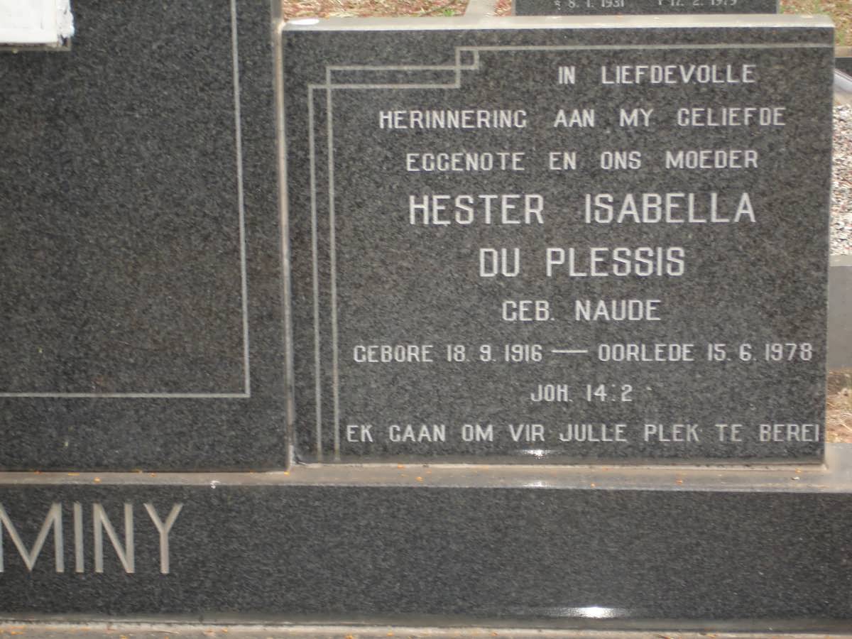 DUMINY Hester Isabella previously DU PLESSIS nee NAUDE 1916-1978