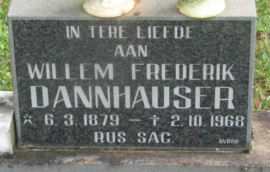 DANNHAUSER Willem Frederik 1879-1968