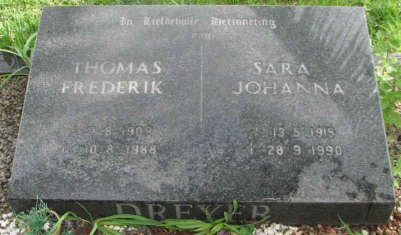 DREYER Thomas Frederik 1909-1988 &amp; Sara Johanna 1915-1990