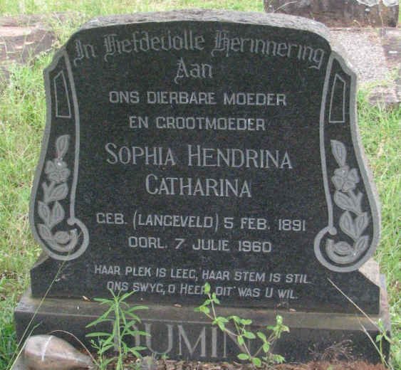 DUMINY Sophia Hendrina Catharina nee LANGEVELD 1891-1960