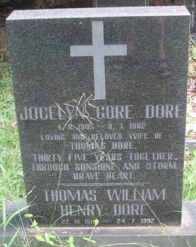 DORE Thomas William Henry 190?-1992 &amp; Jocelyn Gore 1905-1982