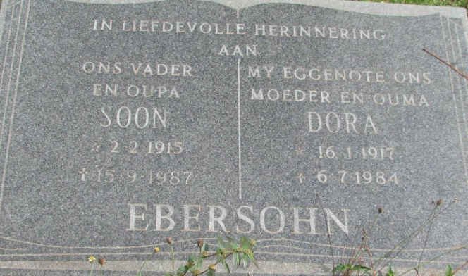 EBERSOHN Soon 1915-1987 &amp; Dora 1917-1984