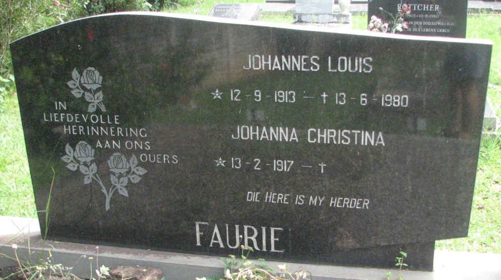 FAURIE Johannes Louis 1913-1980 &amp; Johanna Christina 1917-