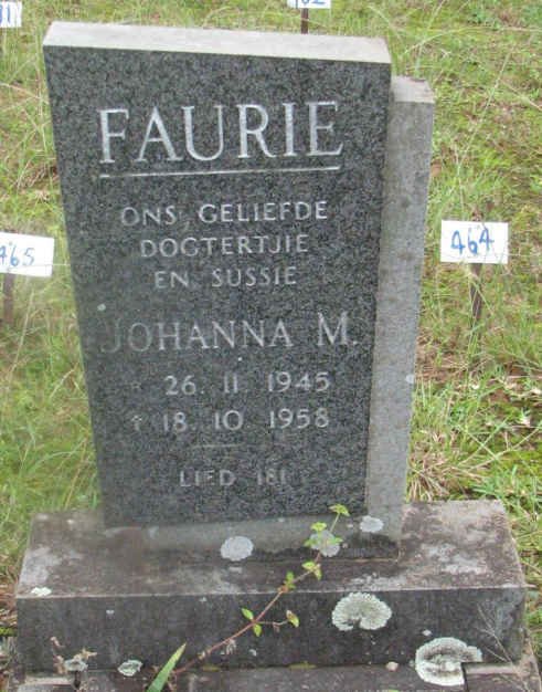 FAURIE Johanna M. 1945-1958