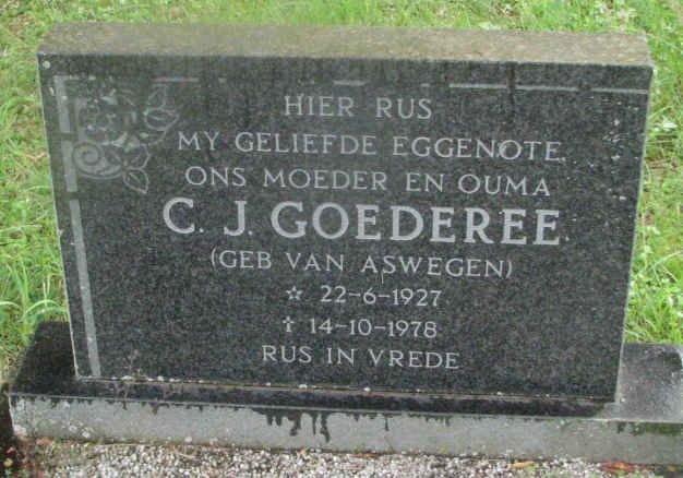 GOEDEREE C.J. nee van ASWEGEN 1927-1978