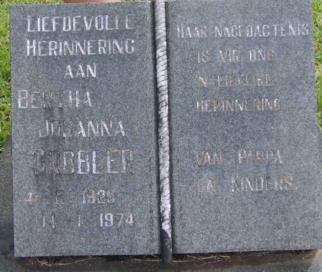 GROBLER Bertha Johanna 192?-1974