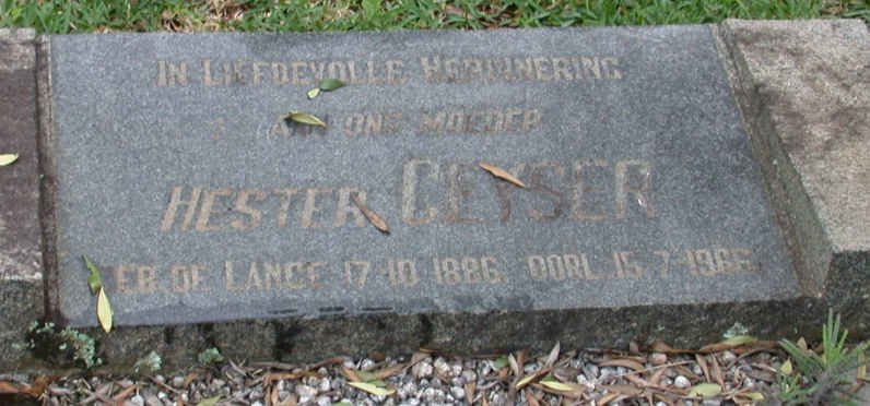 GEYSER Hester nee DE LANGE 1886-1966