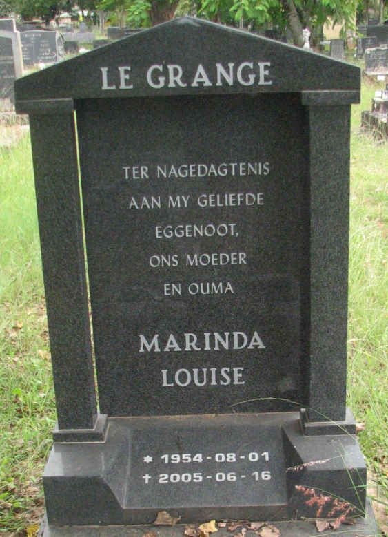 GRANGE Marinda Louise, Le 1954-2005