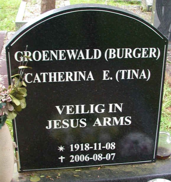 GROENEWALD Catherina E. nee BURGER 1918-2006