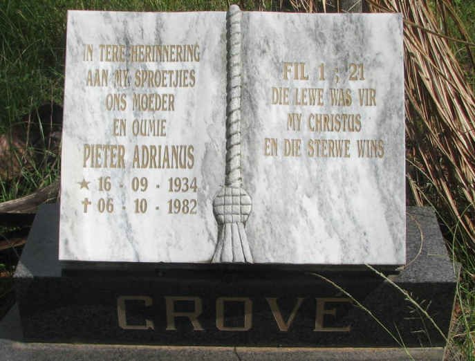 GROVÉ Pieter Adrianus 1934-1982
