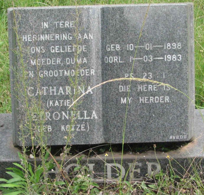 HOLDER Catharina Petronella nee KOTZÉ 1898-1983
