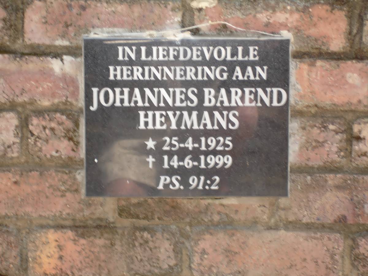 HEYMANS Johannes Barend 1925-1999