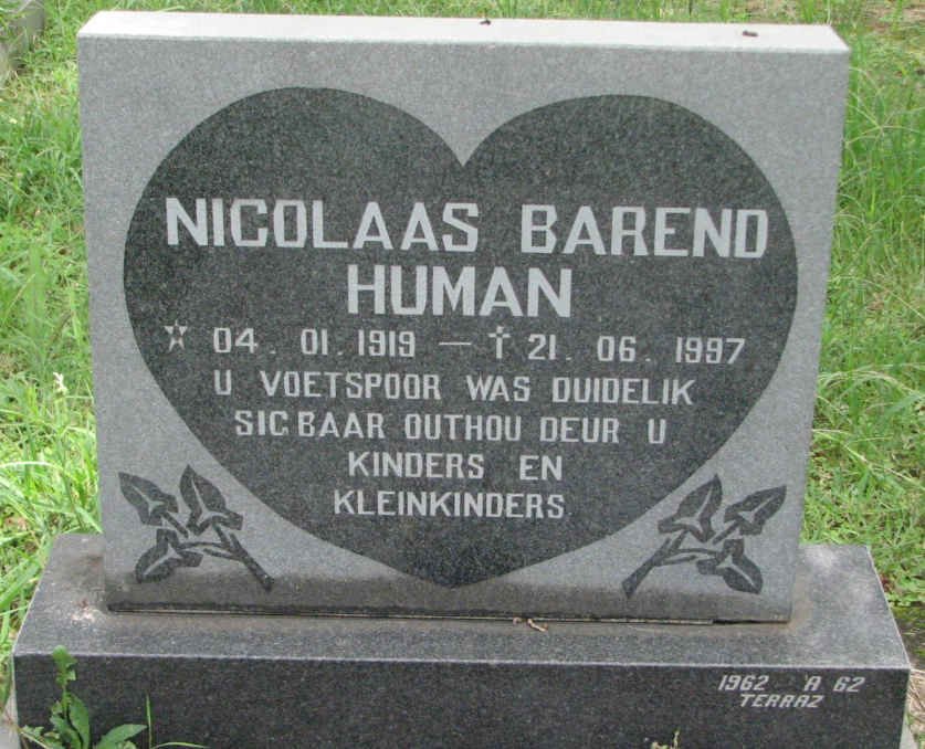 HUMAN Nicolaas Barend 1919-1997