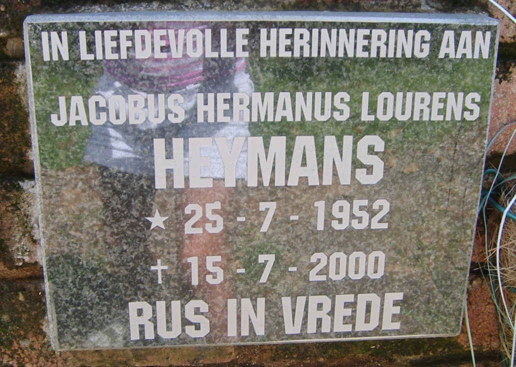 HEYMANS Jacobus Hermanus Lourens 1952-2000