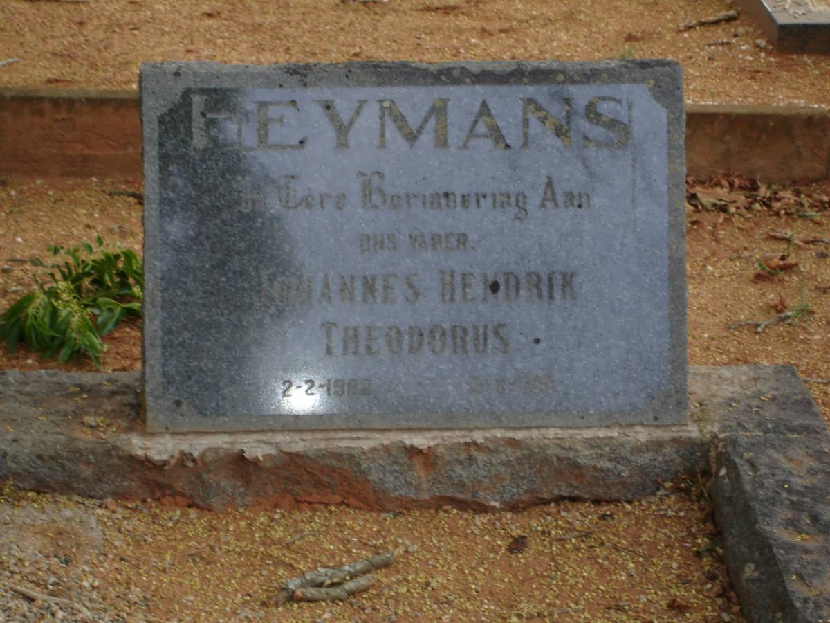 HEYMANS Johannes Hendrik Theodoris 1902-1991