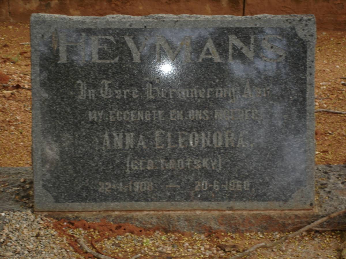 HEYMANS Anna Eleonora nee DROTSKY 1908-1960