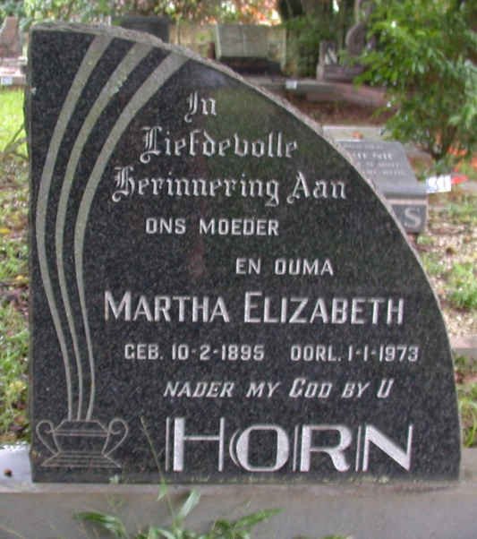 HORN Martha Elizabeth 1895-1973