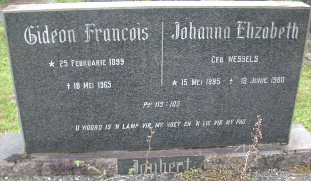 JOUBERT Gideon Francois 1899-1965 &amp; Johanna Elizabeth WESSELS 1895-1980