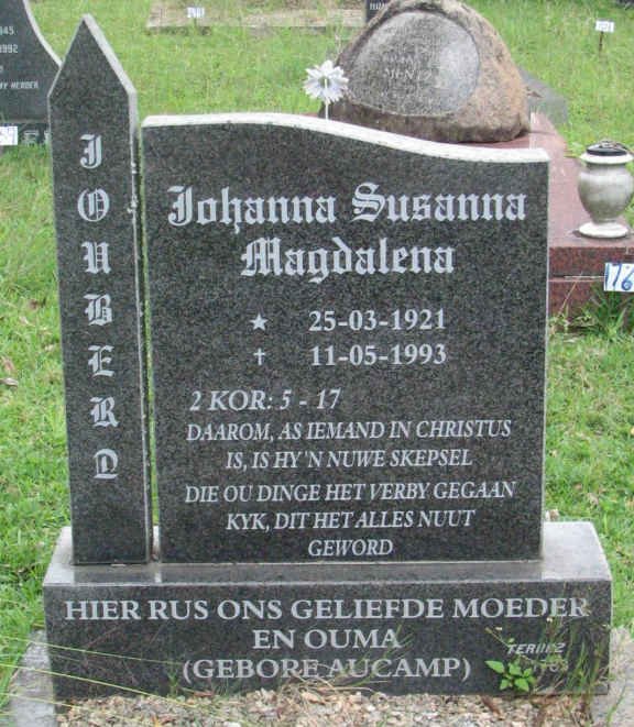 JOUBERT Johanna Susanna Magdalena nee AUCAMP 1921-1993