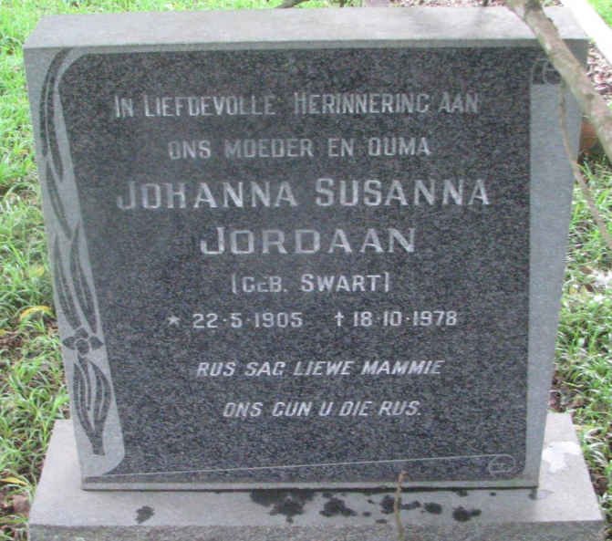 JORDAAN Johanna Susanna nee SWART 1905-1978