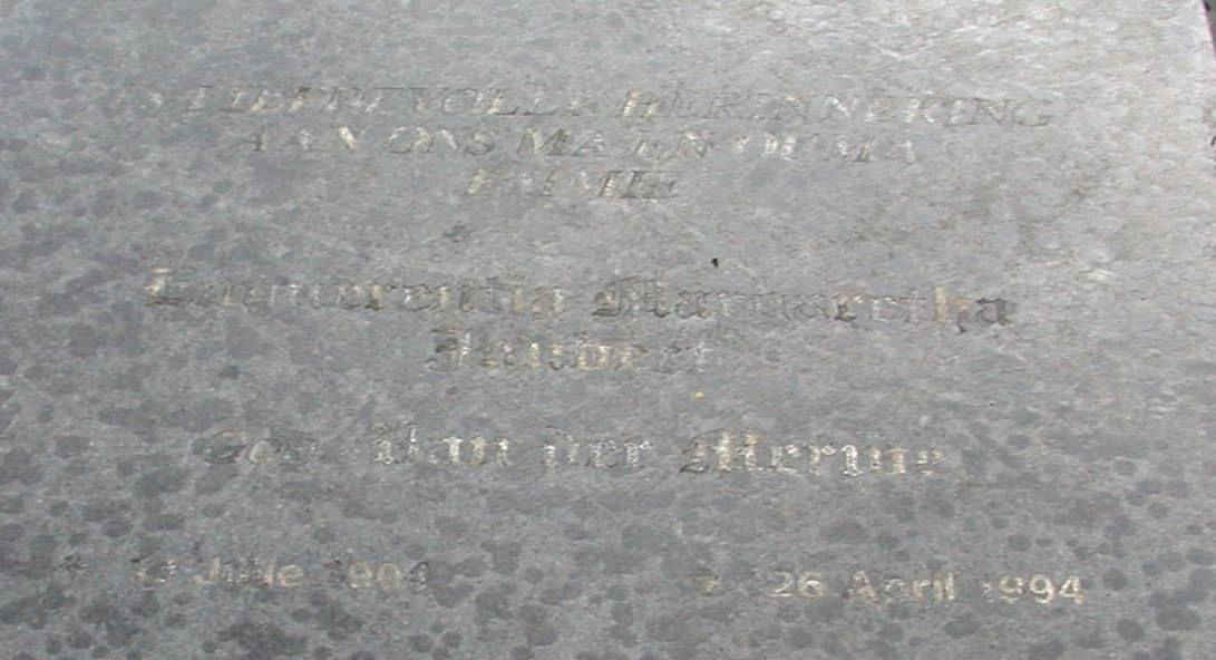 JOUBERT Emmerantia Margaretha nee VAN DER MERWE 190?-1994