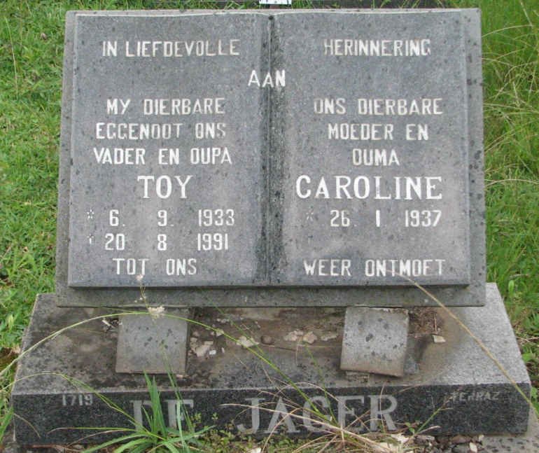 JAGER Toy, de 1933-1991 &amp; Caroline 1937-