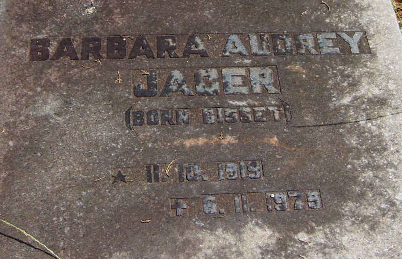 JAGER Barbara Audrey nee BISSET 1919-1979