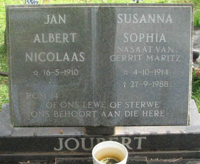 JOUBERT Jan Albert Nicolaas 1910- &amp; Susanna Sophia  1914-1988