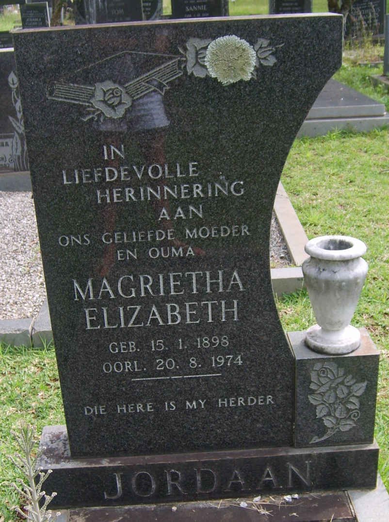 JORDAAN Magrietha Elizabeth 1898-1974