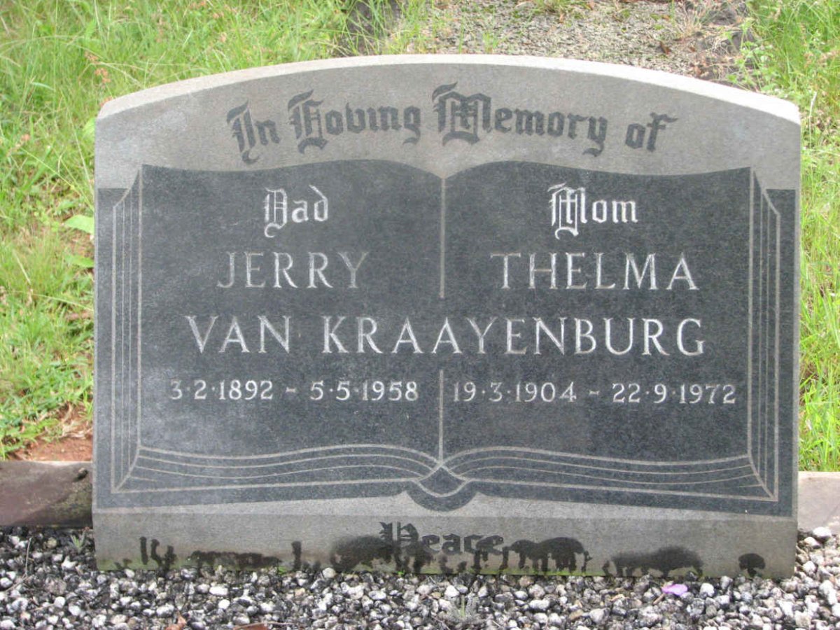 KRAAYENBURG Jerry, van 1892-1958 &amp; Thelma 1904-1972