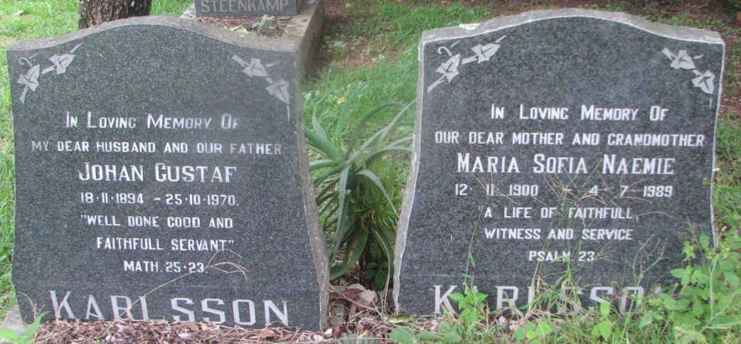 KARLSSON Johan Gustaf 1894-1970 &amp; Maria Sofia Naemie 1900-1989