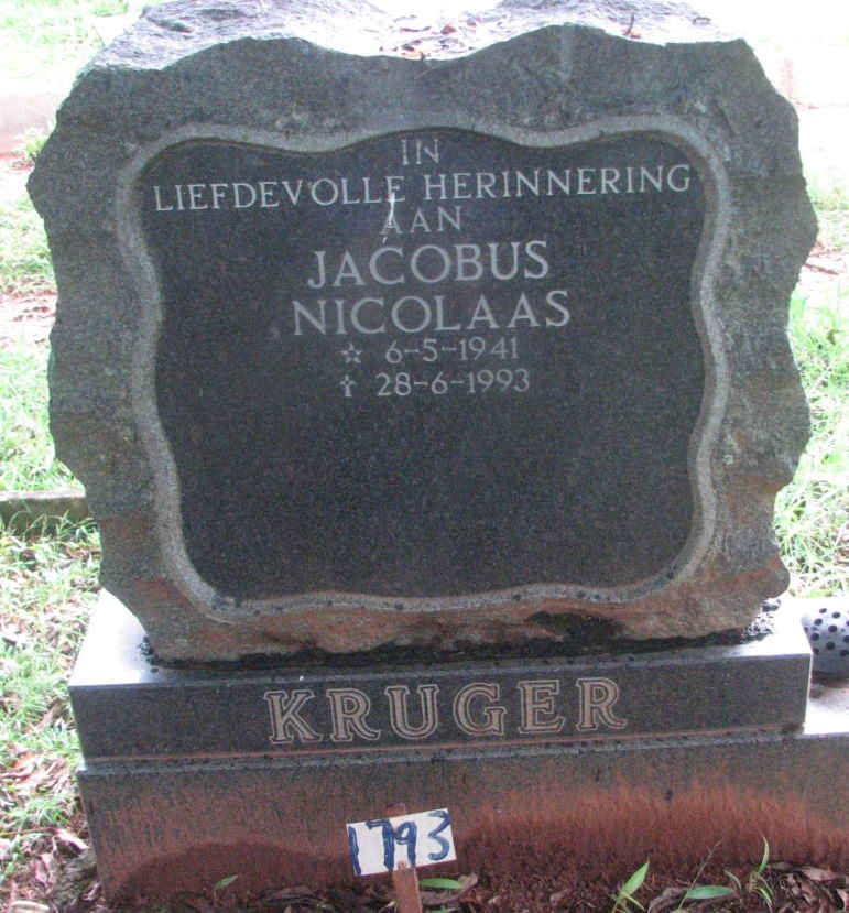 KRUGER Jacobus Nicolaas 1941-1993