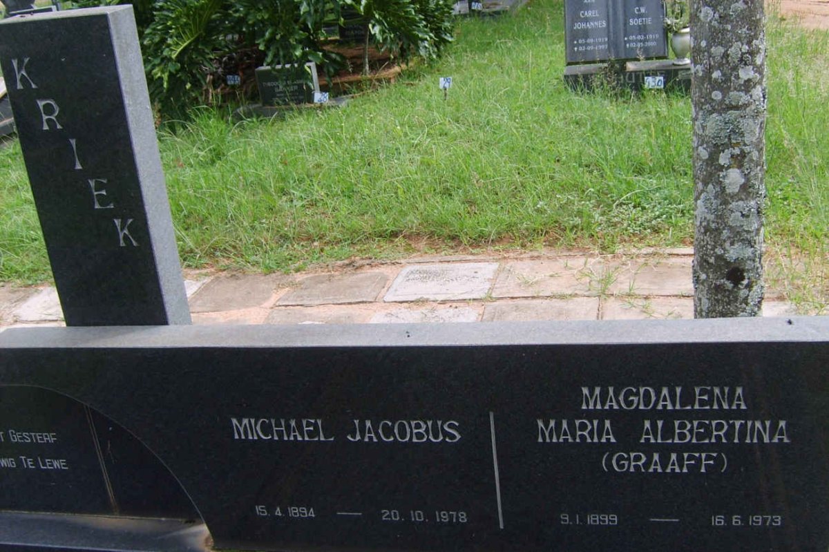 KRIEK Michael Jacobus 1894-1978 &amp; Magdalena Maria Albertina GRAAFF 1899-1973