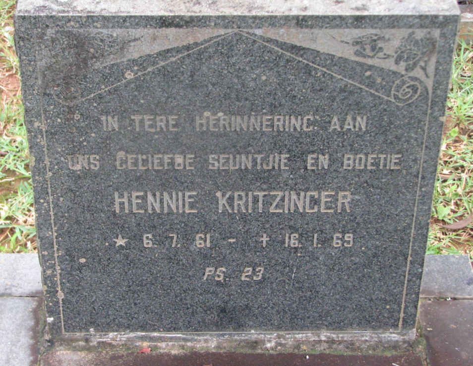 KRITZINGER Hennie 1961-1969