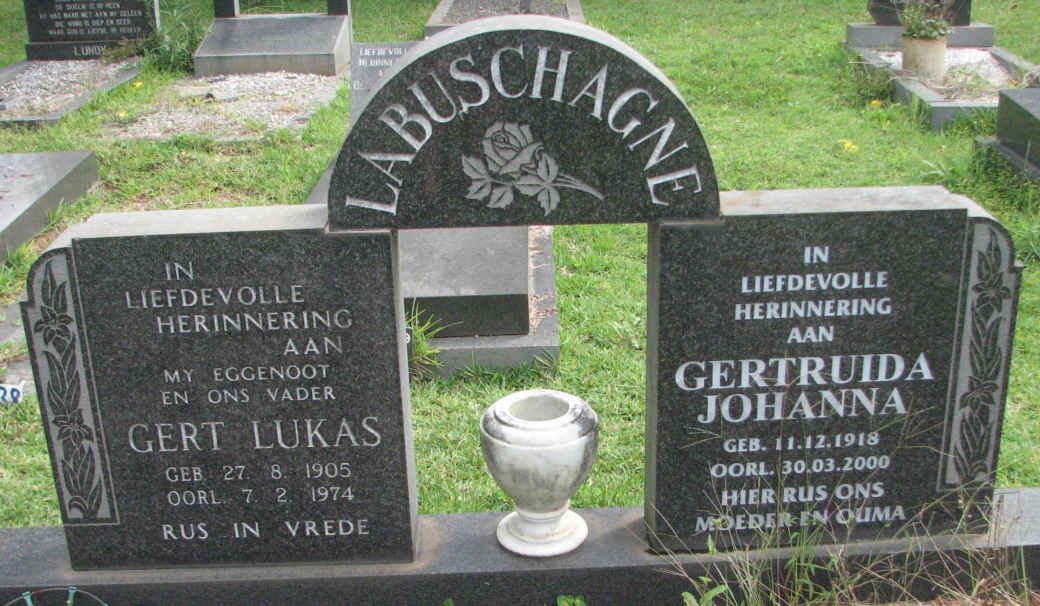 LABUSCHAGNE Gert Lukas 1905-1974 &amp; Gertruida Johanna 1918-2000