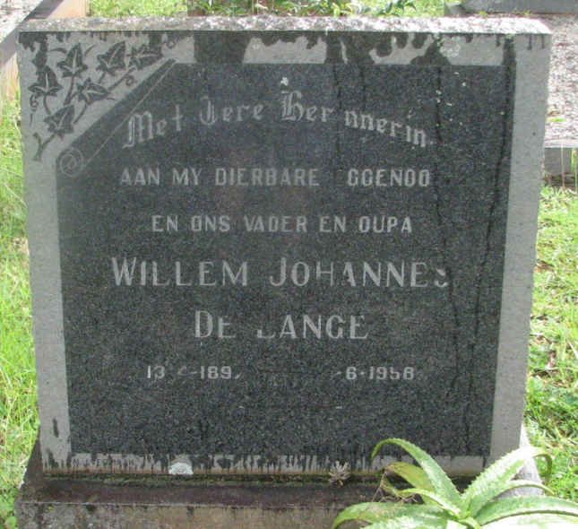 LANGE Willem Johannes, de 1897-1958