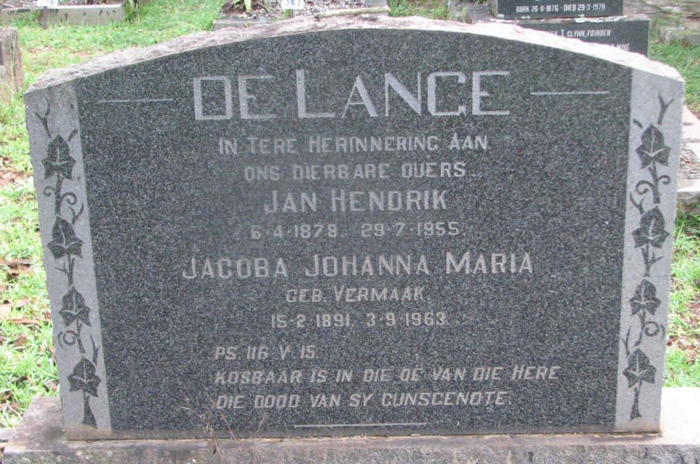 LANGE Jan Hendrik, de 1878-1955 &amp; Jacoba Johanna Maria VERMAAK 1891-1963