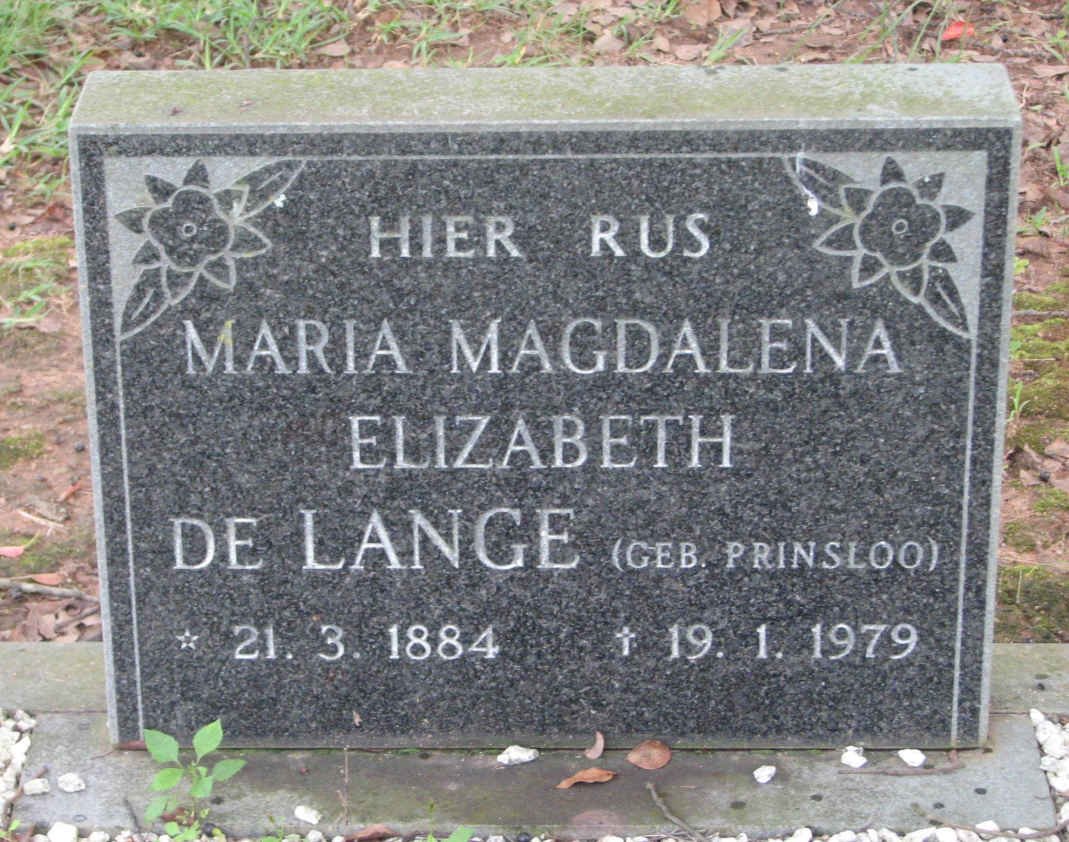 LANGE Maria Magdalena Elizabeth, de nee PRINSLOO 1884-1979
