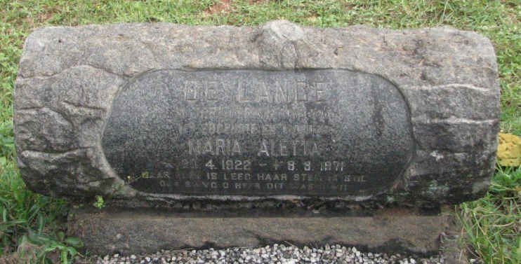 LANGE Maria Aletta, de 1922-1971