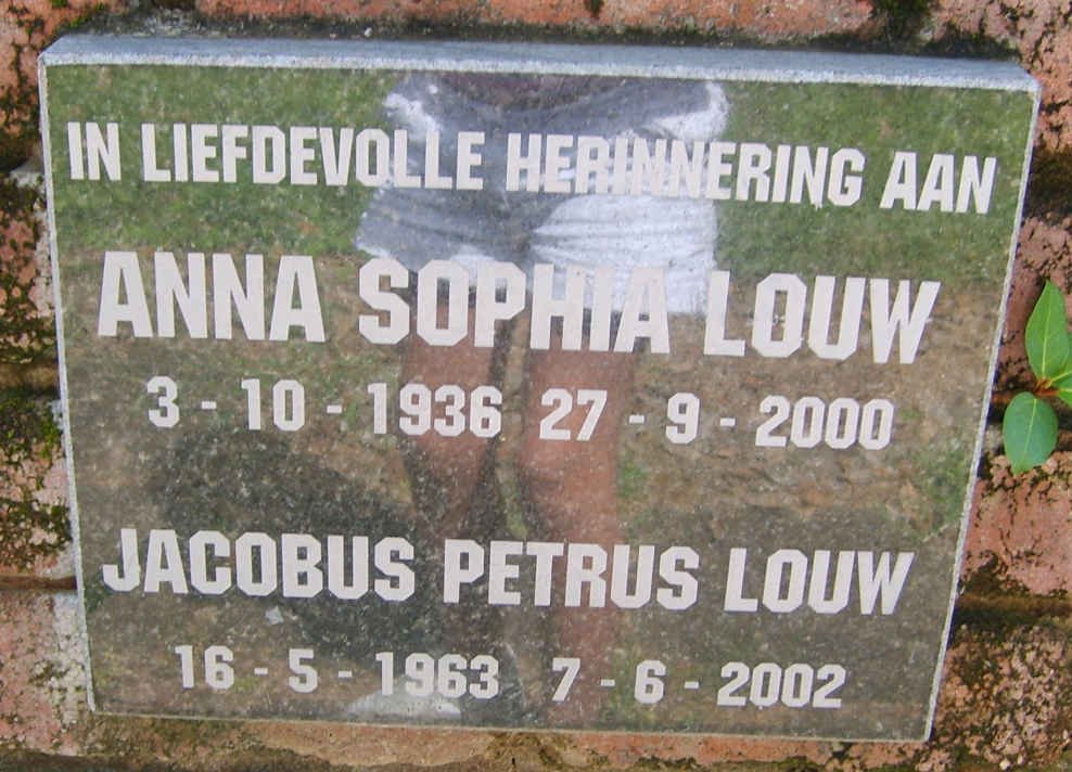 LOUW Anna Sophia 1936-2000 :: LOUW Jacobus Petrus 1963-2002