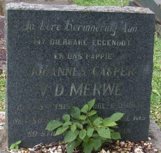 MERWE Johannes Casper, v.d.  1915-1966