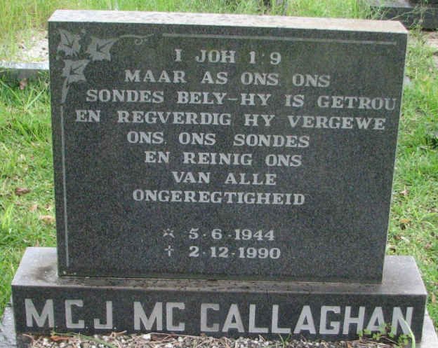 Mc CALLAGHAN M.C.J. 1944-1990