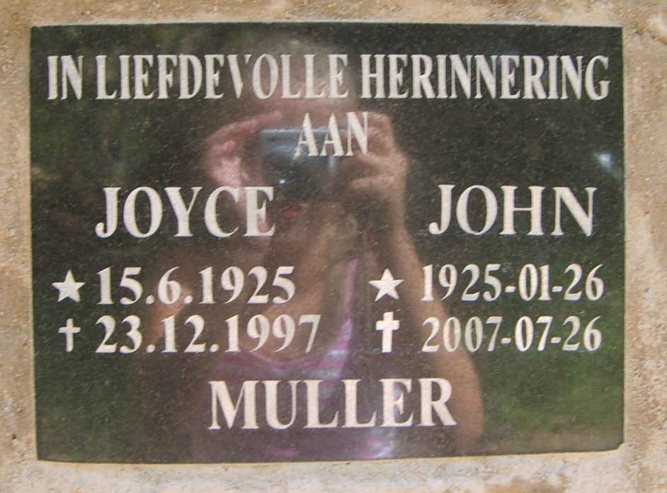 MULLER John 1925-2007 &amp; Joyce 1925-1997