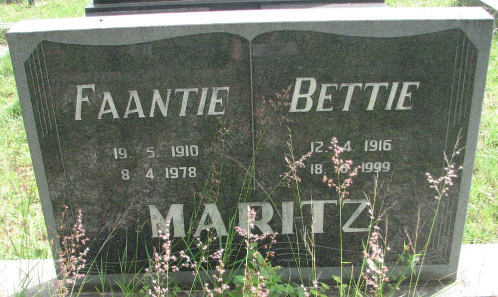 MARITZ Faantie 1910-1978 &amp; Bettie 1916-1999