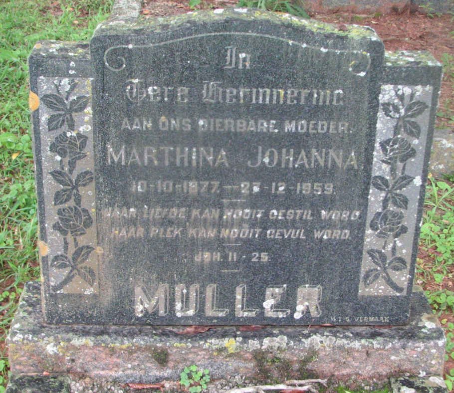 MULLER Marthina Johanna 1877-1959