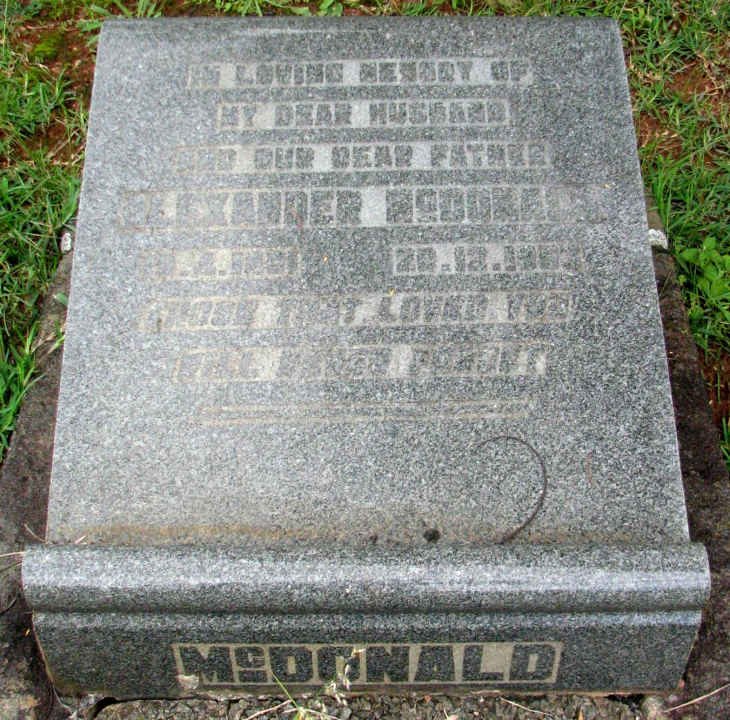 McDONALD Alexander ?-1953