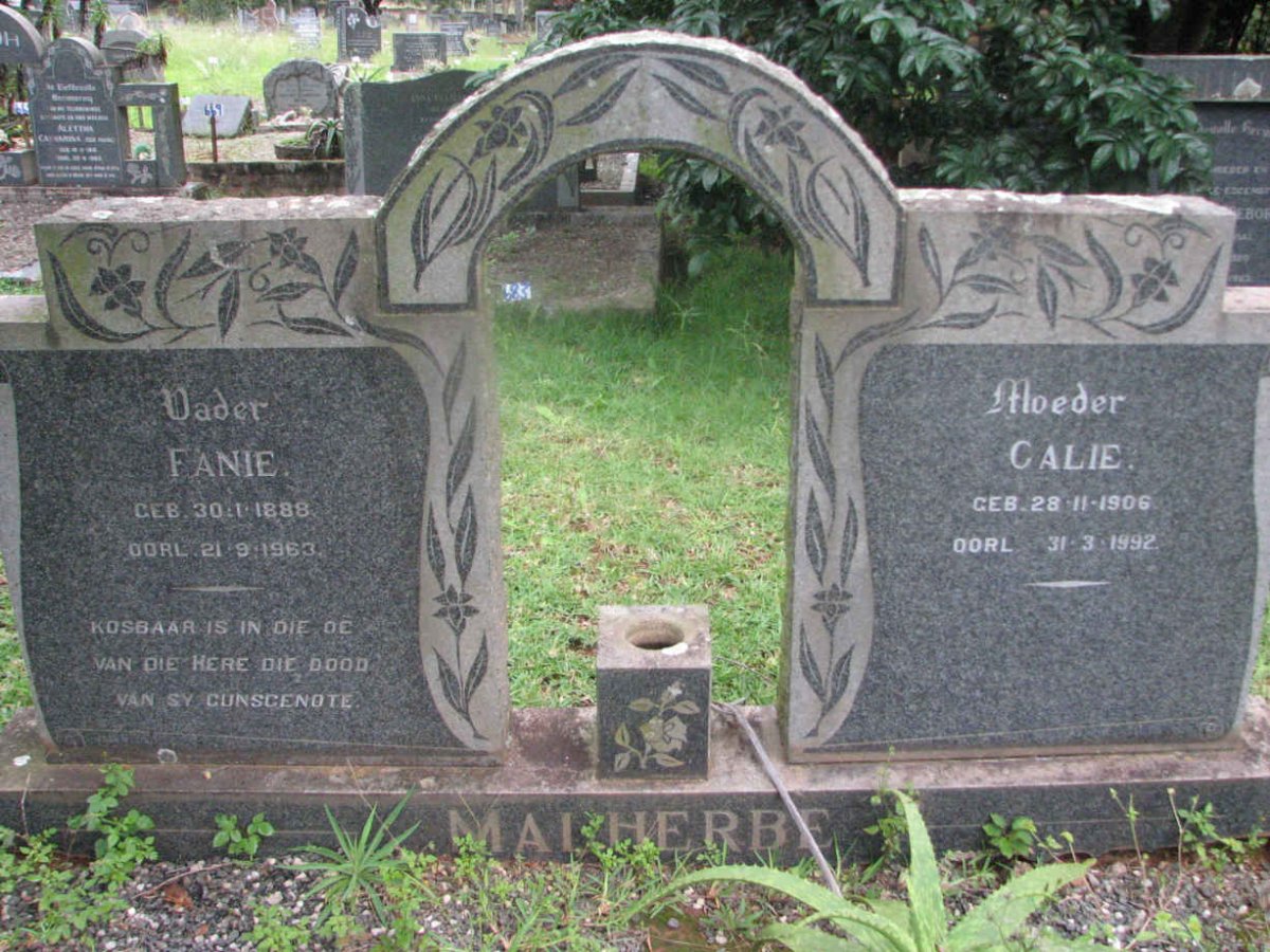 MALHERBE Fanie 1888-1963 &amp; Calie 1906-1992